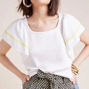 ANTHROPOLOGIE Maeve Sherman Flutter Sleeve Top